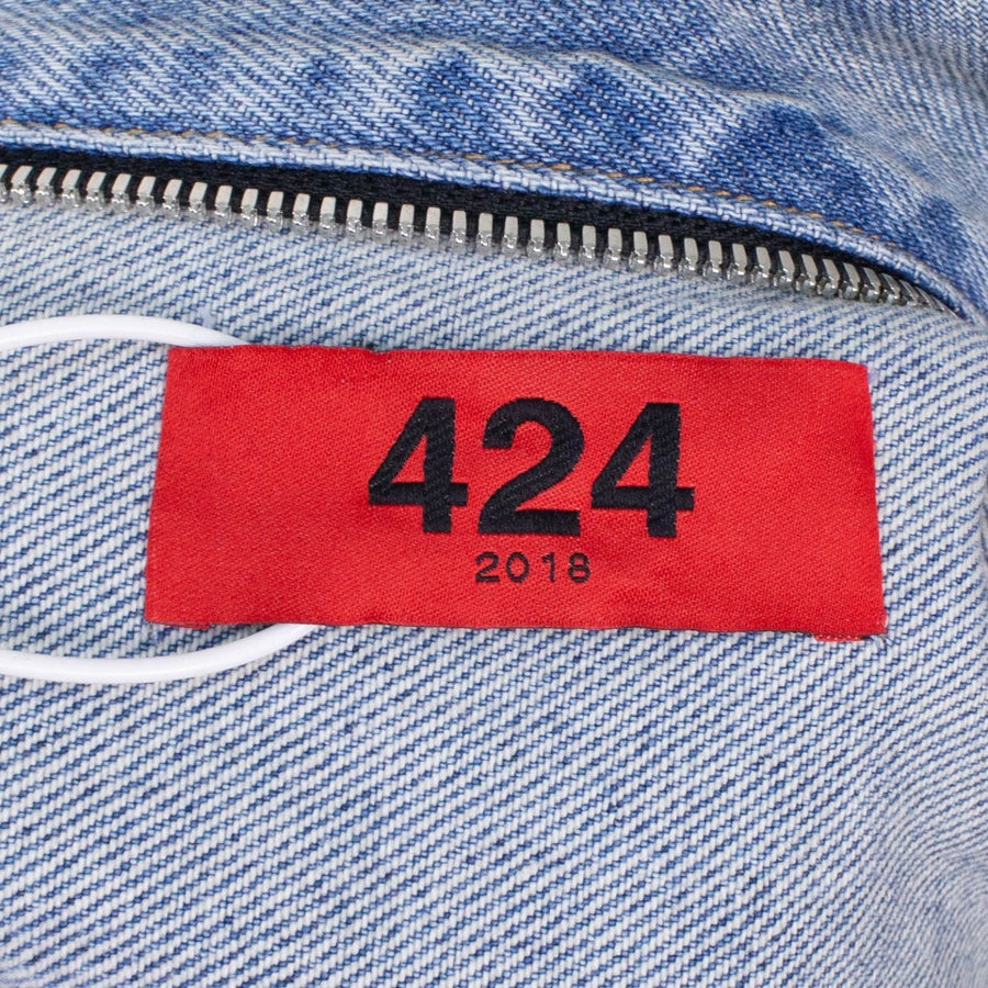 Mechanic Wash Denim Trucker Detachable Hood Jacket - Faded Denim