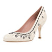 Leather Stitched Detail Pumps - Cream