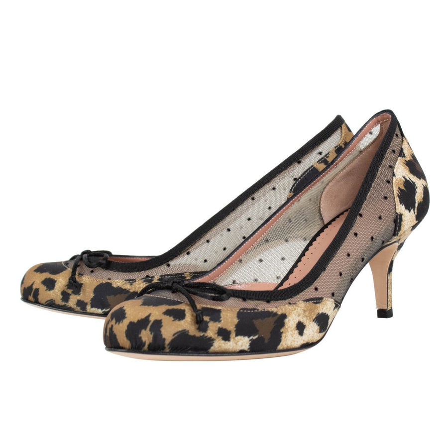 Mesh Polka Dot Pumps - Leopard / Black