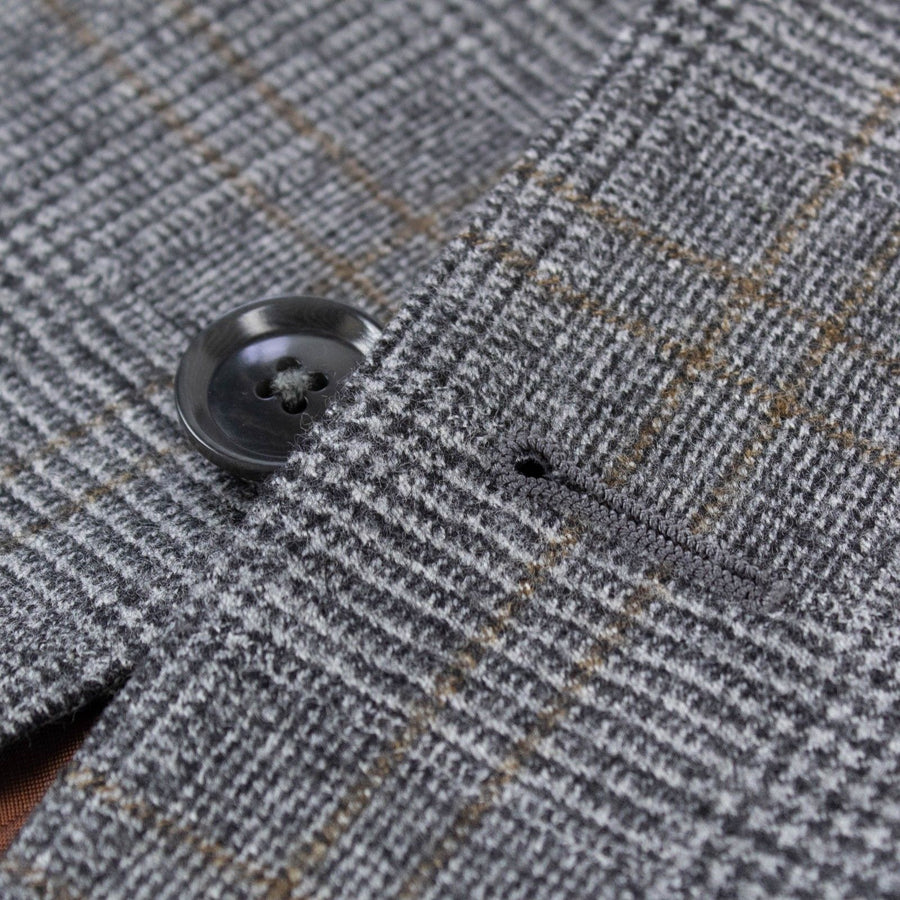 Glen Plaid Wool Two Button 3 Piece Suit - Gray