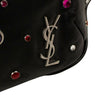 Leather Gem Stud Silver YSL Embellished Belt Bag - Black