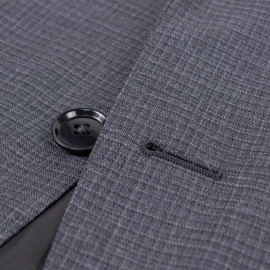 Drop 6 Micro Graph Checked Wool Two Button Three Peice Suit - Gray