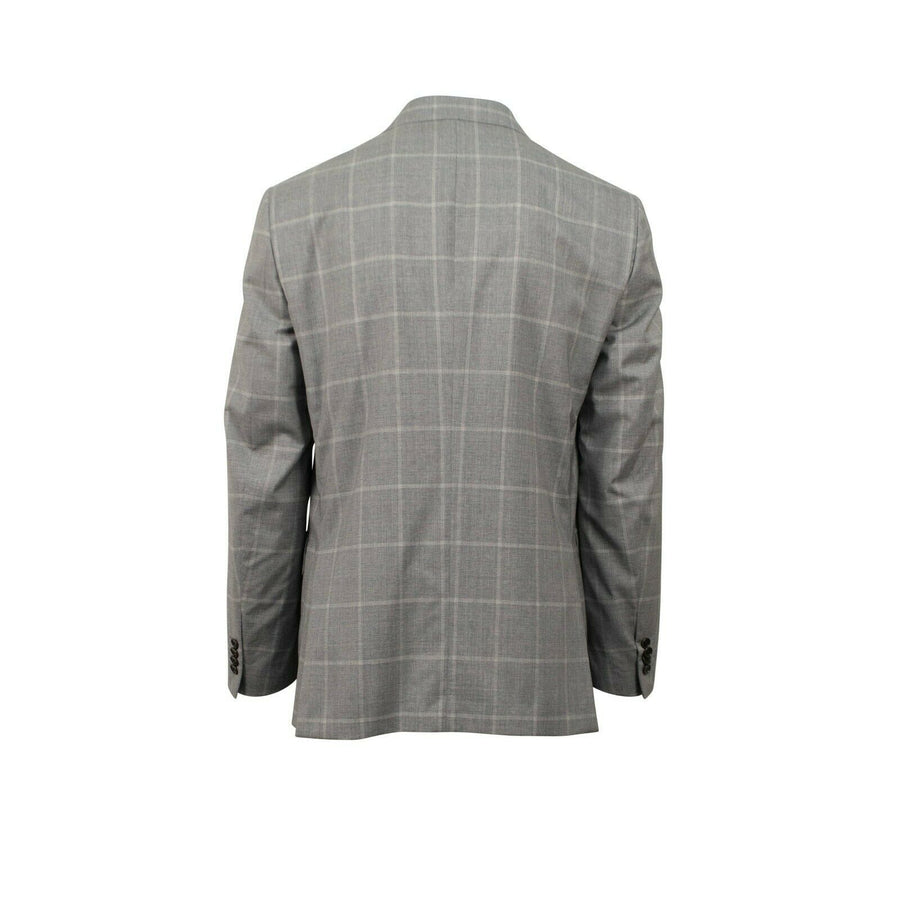 Drop 7 Check Wool Blend Double Breasted Suit - Light Gray