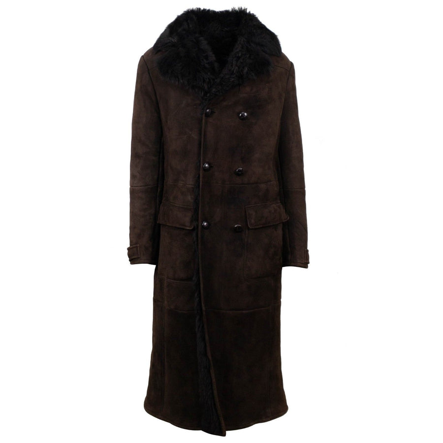 Caruso Suede Leather And Shearling Lined Topcoat - Brown
