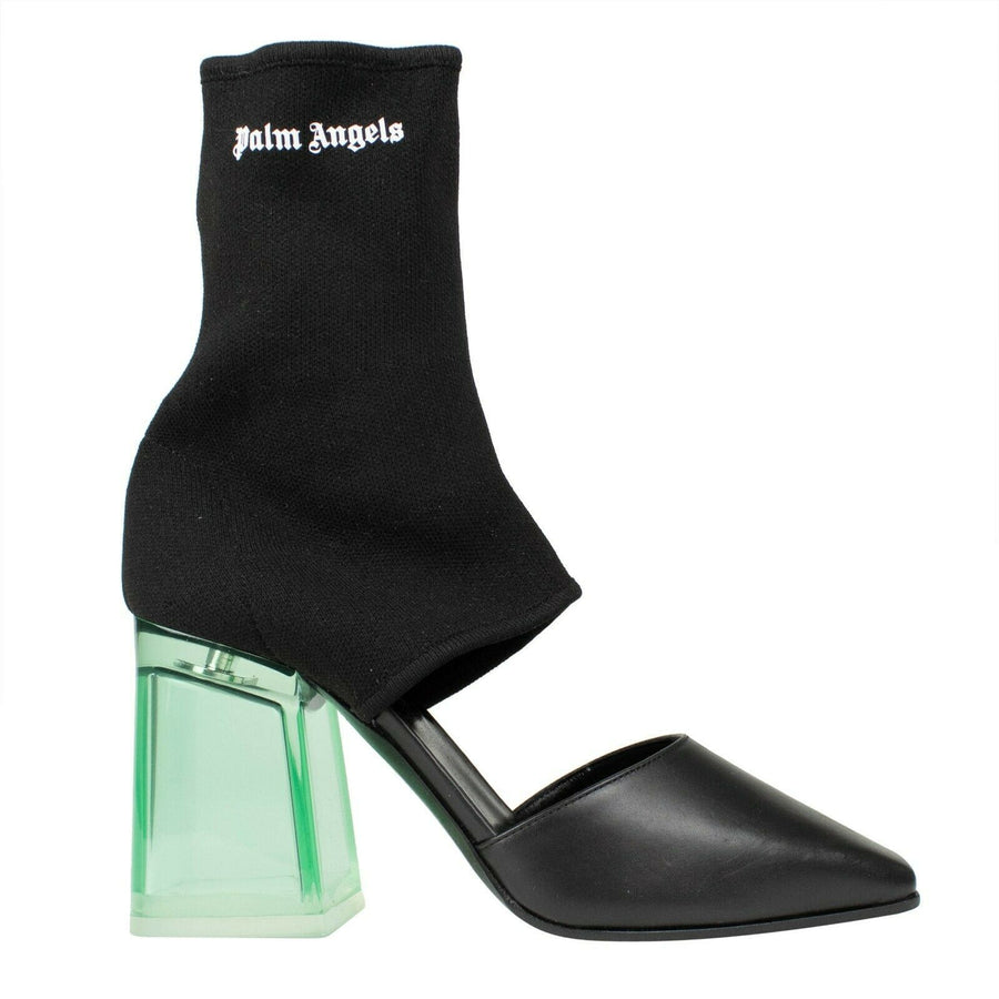 Sock Cutout Plexi Heel Ankle Boots - Black / Green