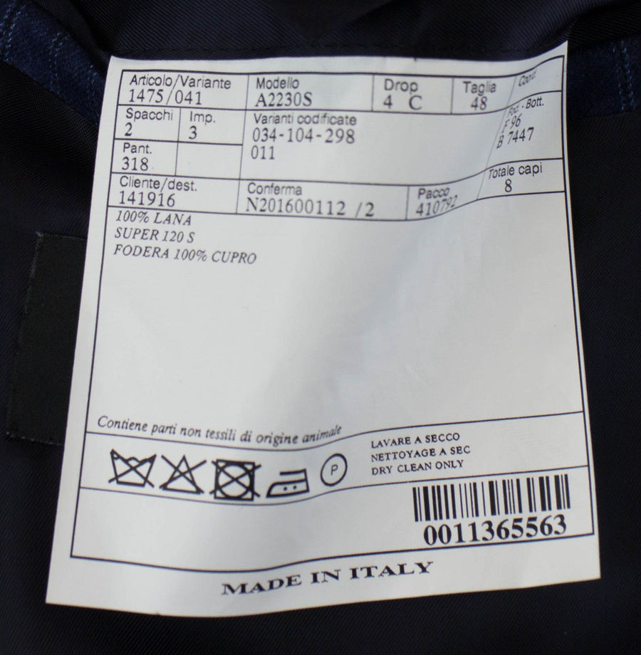 Drop 4 Striped Wool 3 Roll 2 Button Suit - Blue