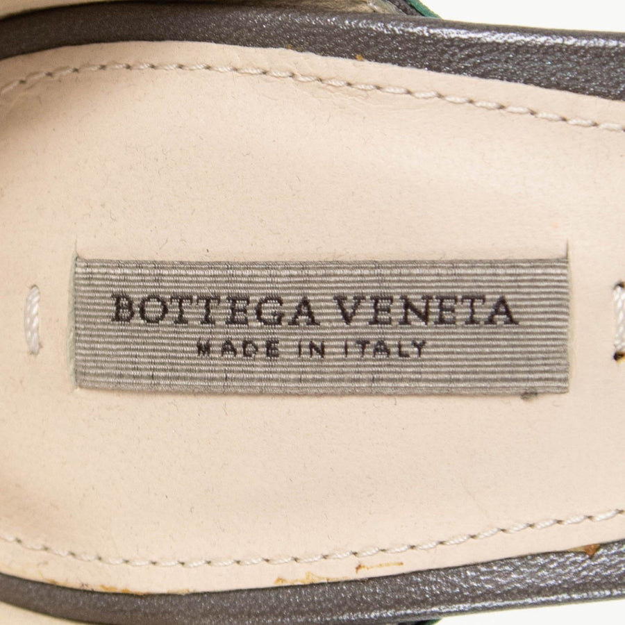 Shadow Ruffles Open Toe Pumps - Teal / Gray