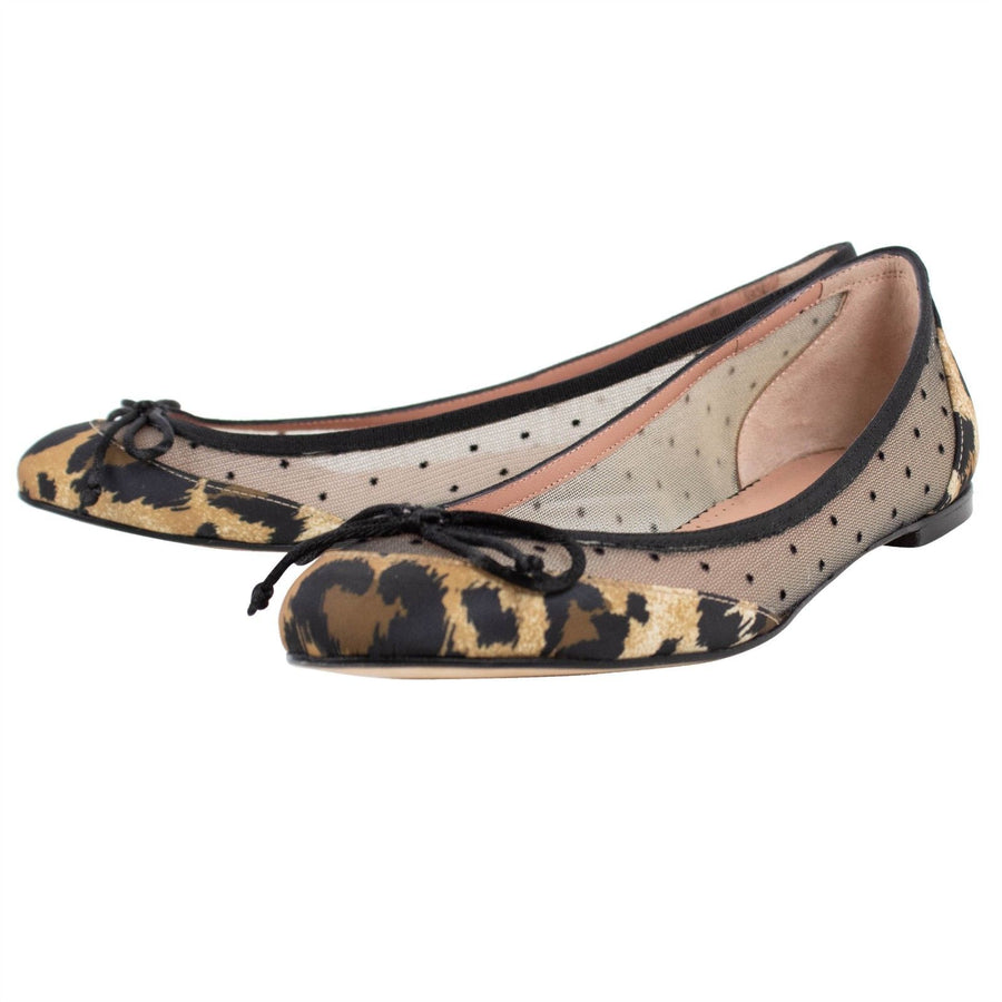 Mesh Polka Dots & Leopard Flats - Black / Leopard Print