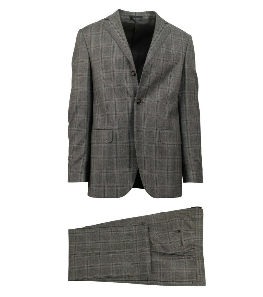 Drop 6 Plaid Wool Blend 3 Roll 2 Button Classic Fit Suit - Gray