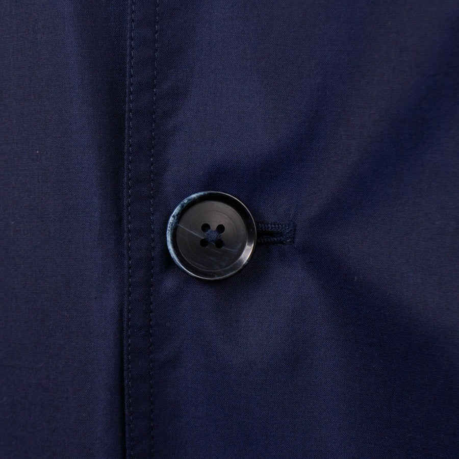 Silk Double Breasted Trench Coat - Navy Blue