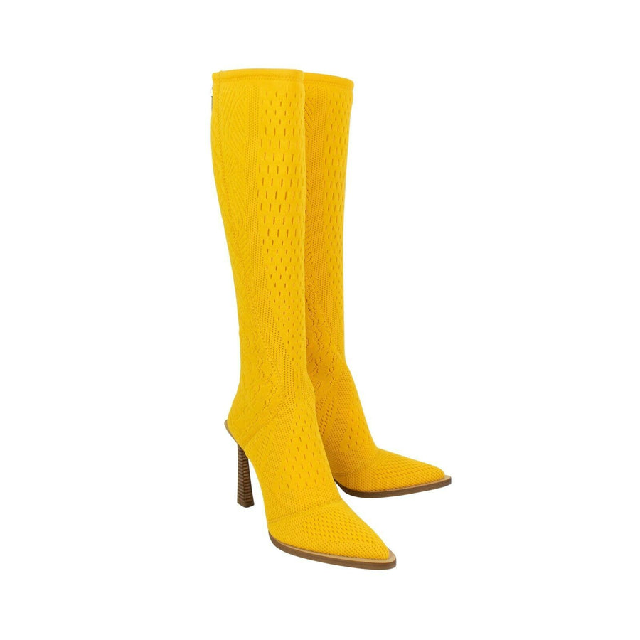 Jacquard Pointed Knee Boots Heels - Fendi