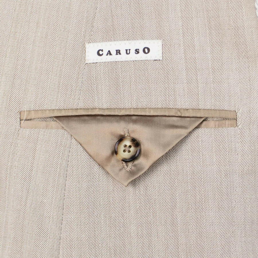 Drop 8 Wool Herringbone Double Breasted Sport Coat - Beige