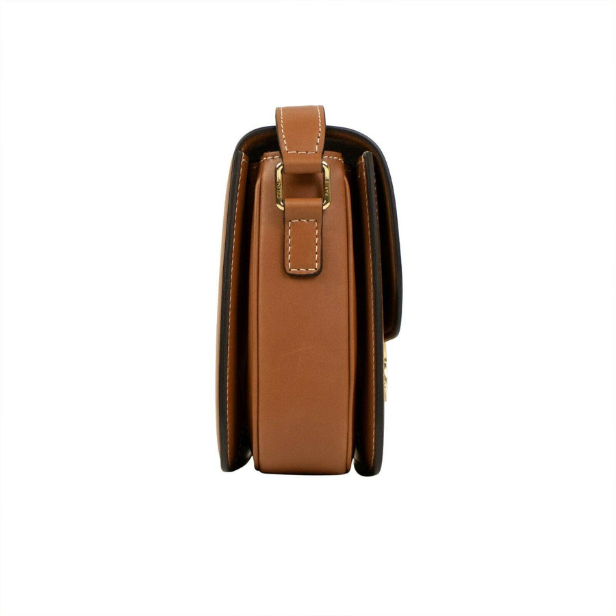 Shiny Calfskin Leather Medium Triomphe Cross Body Bag - Tan