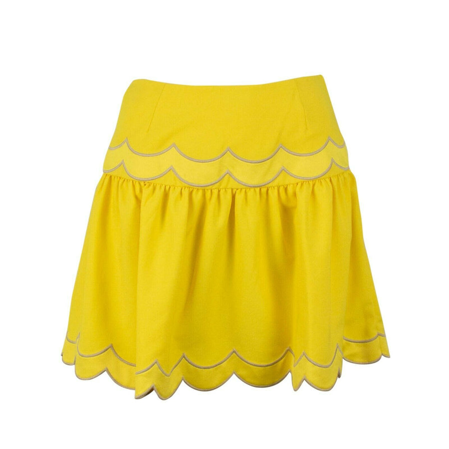 Scalloped Bottom Mini Skirt - Yellow