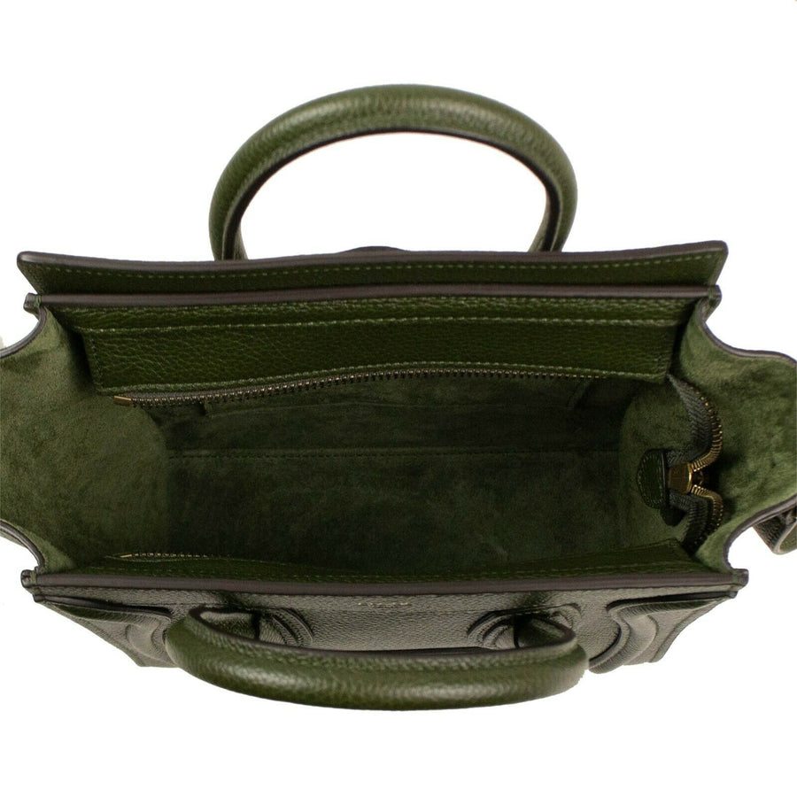 Drummed Calfskin Nano Luggage Cross Body Bag - Khaki