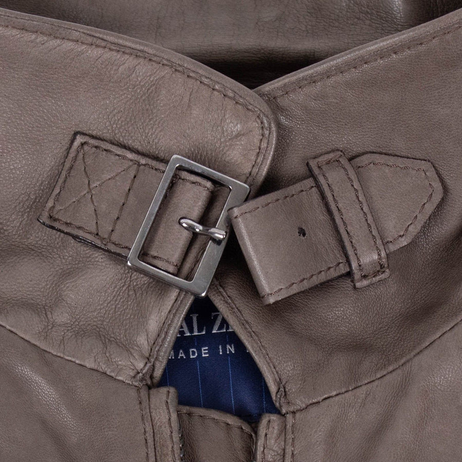 Brown Leather Bomber Jacket