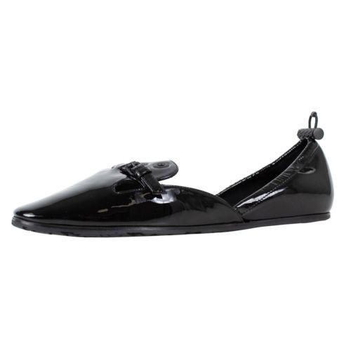 Patent Leather Loafer Flats - Black