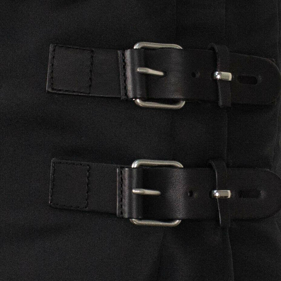 Satin Thick Pleated Flare Shorts - Black