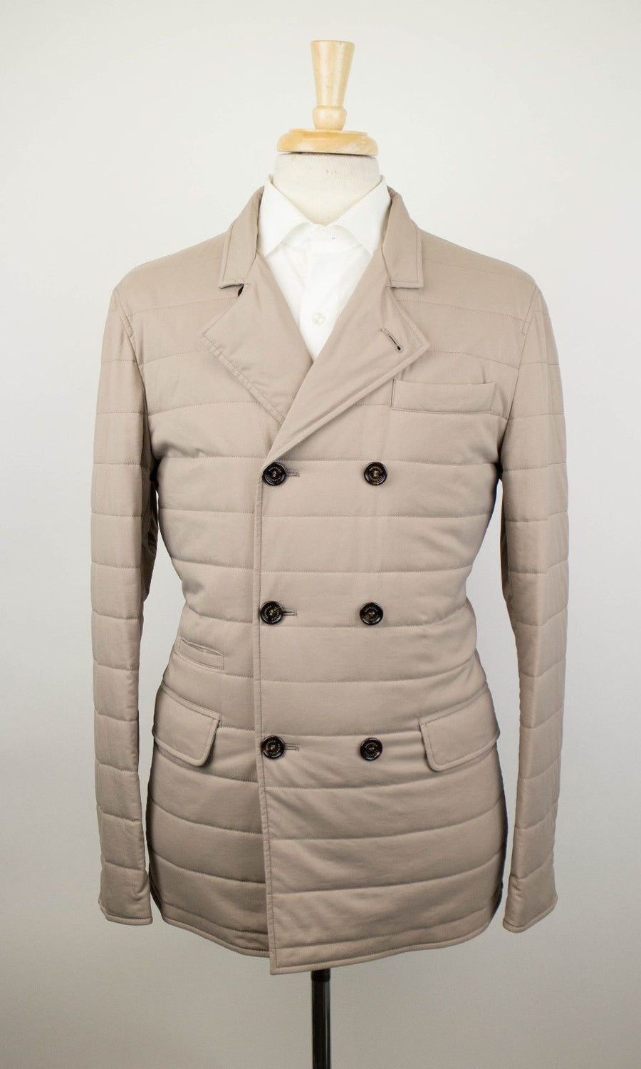 Nylon Puffer Peacoat Jacket - Beige