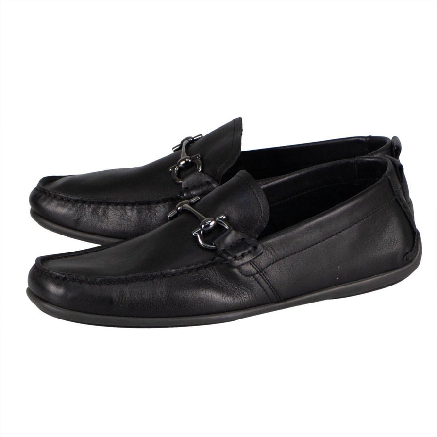 Gubbio Signature Buckle Loafers - Black