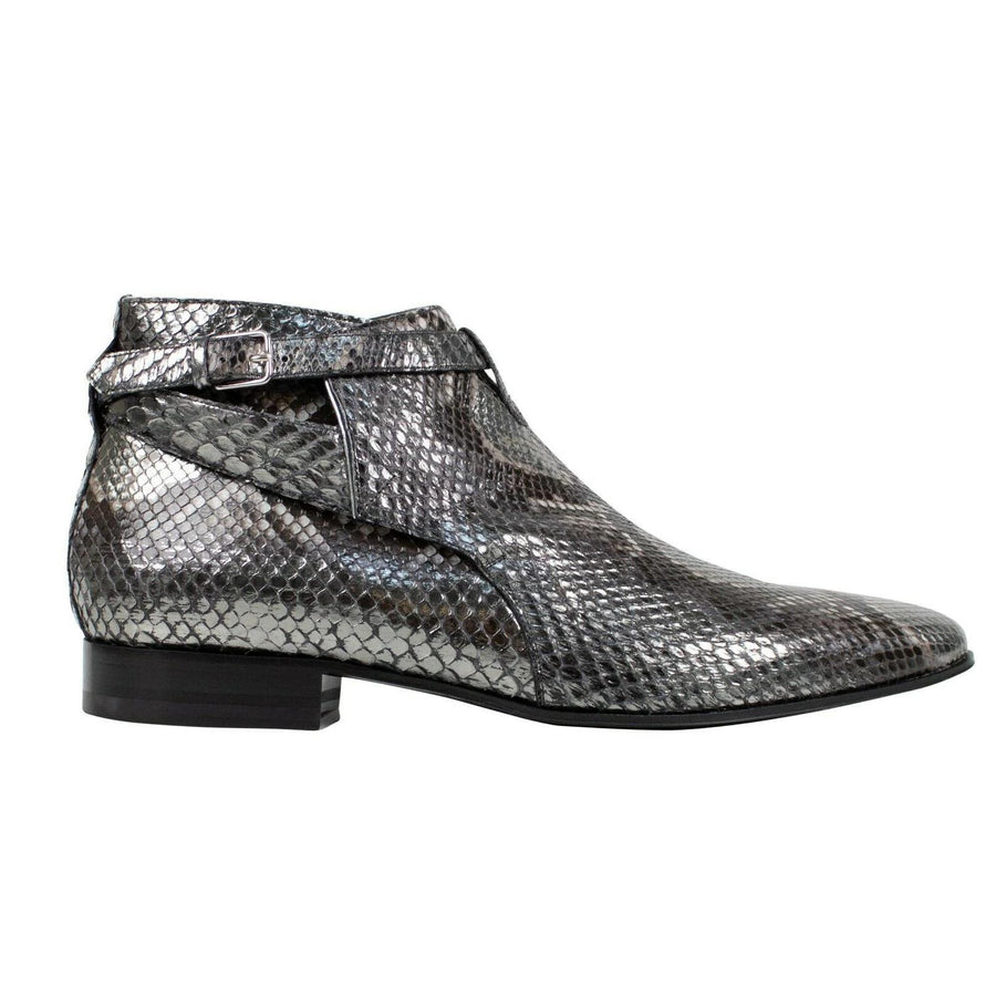 Python Skin Jodhpur Short Boots - Gray