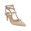 Suede Rockstud Caged Pumps - Pink