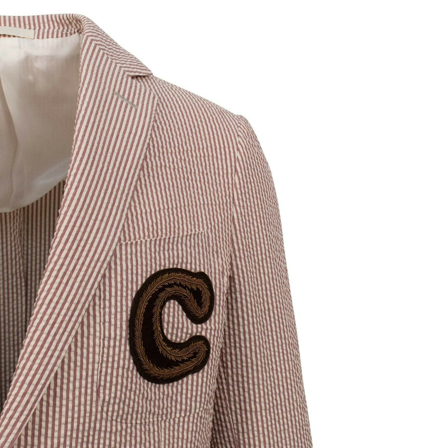 Drop 8 Striped Two Button Cotton Sport Coat - Red