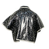 Star Print Plastic Short Sleeve Coat - Black