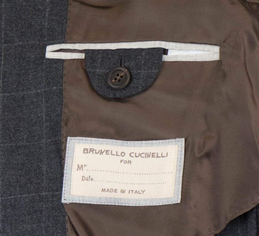 Cashmere Blend Windowpane 3/2 Button Sport Coat - Gray