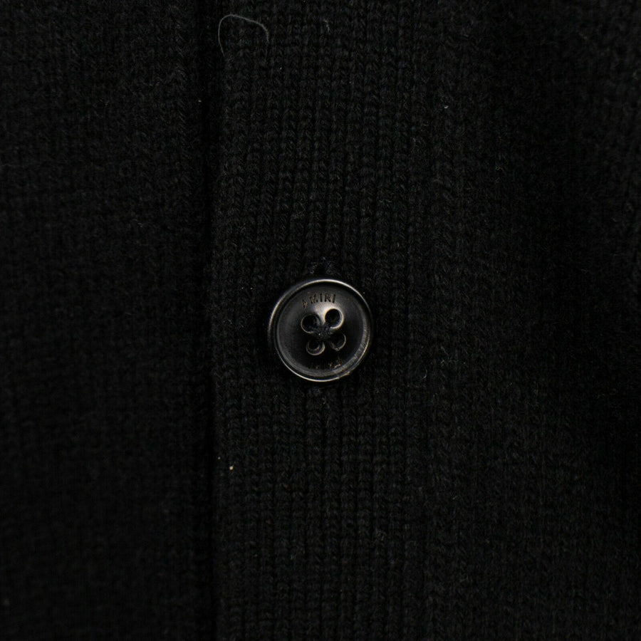 Rose Knit Cashmere Blend Cardigan Sweater - Black / Red