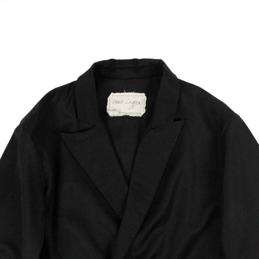 Gabardine And Leather Cropped Blazer - Black
