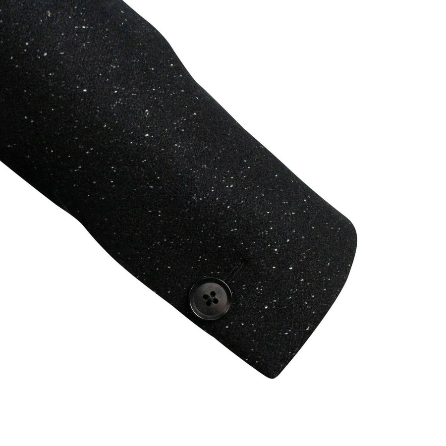 Textured Wool Blend Two Button Hooded Sport Coat - Black