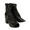 Open Toe Leather Ankle Boots - Black