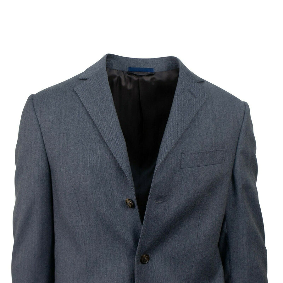 Drop 6 Wool 3 Roll 2 Button Classic Fit Suit - Blue