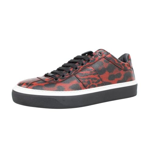 Portman Leather Lace-Up Low-Top Sneakers - Red / Black