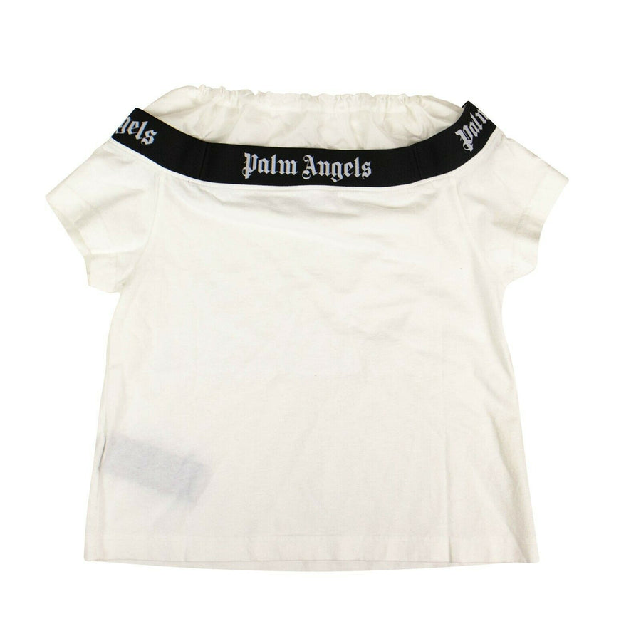 Off-Shoulders Logo Band T-Shirt - White