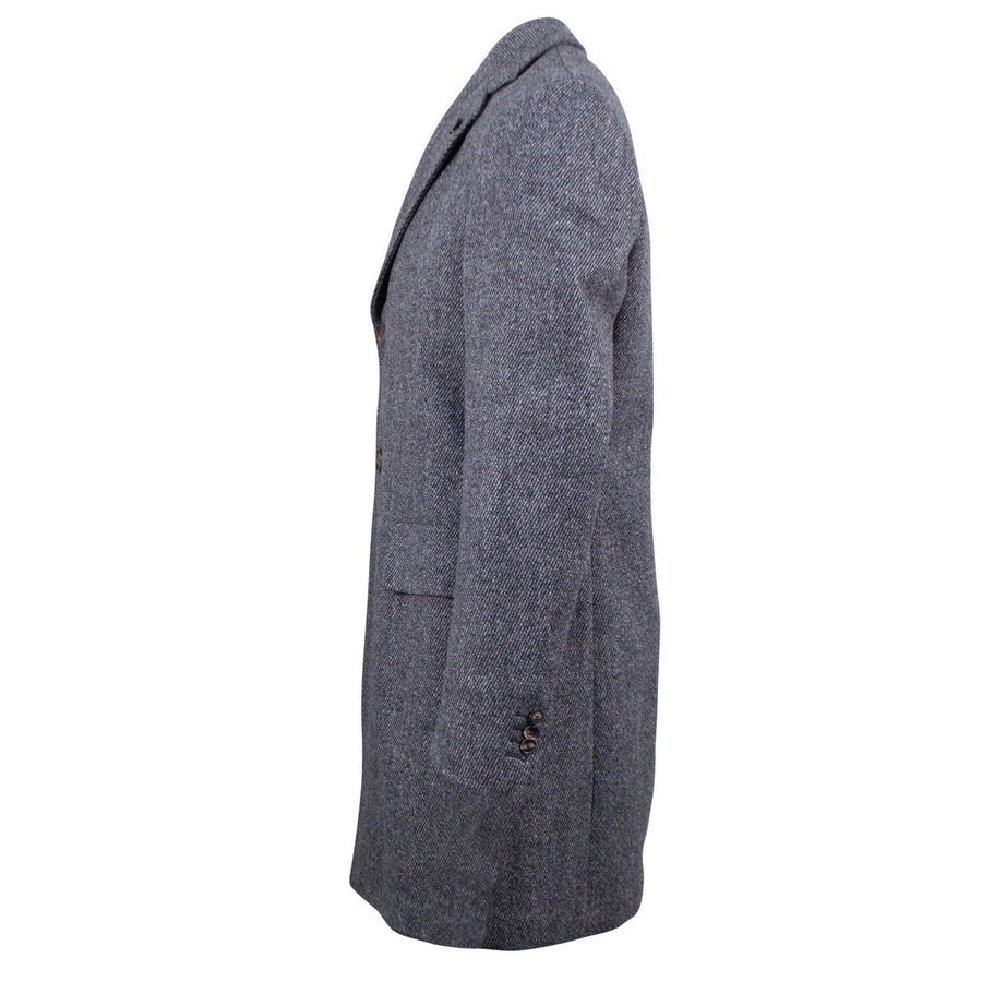 Gray Tweed Wool Slim Fit Coat