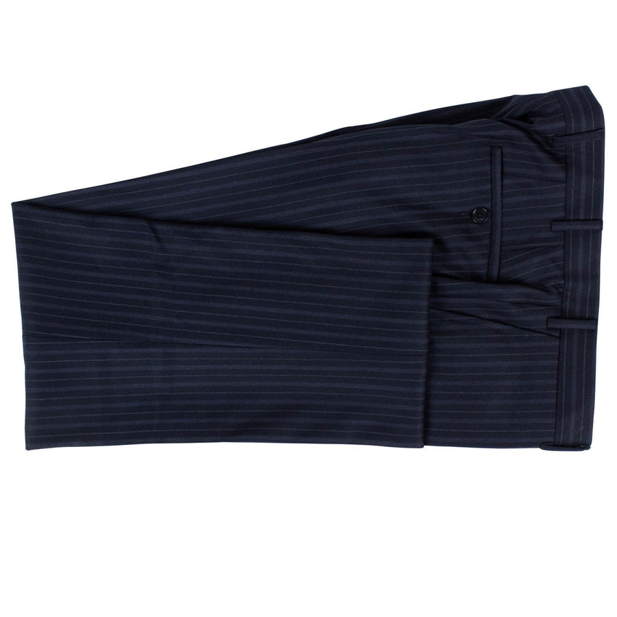 Thick Multi Stripe Double Breasted Suit - Black