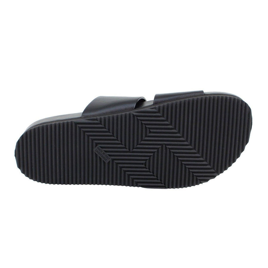Leather Slide Sandals - Black