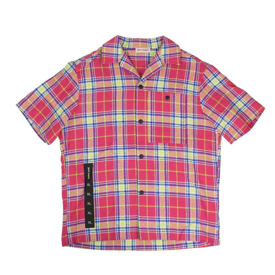 Cotton Tartan Short Sleeve Bowling Top - Pink