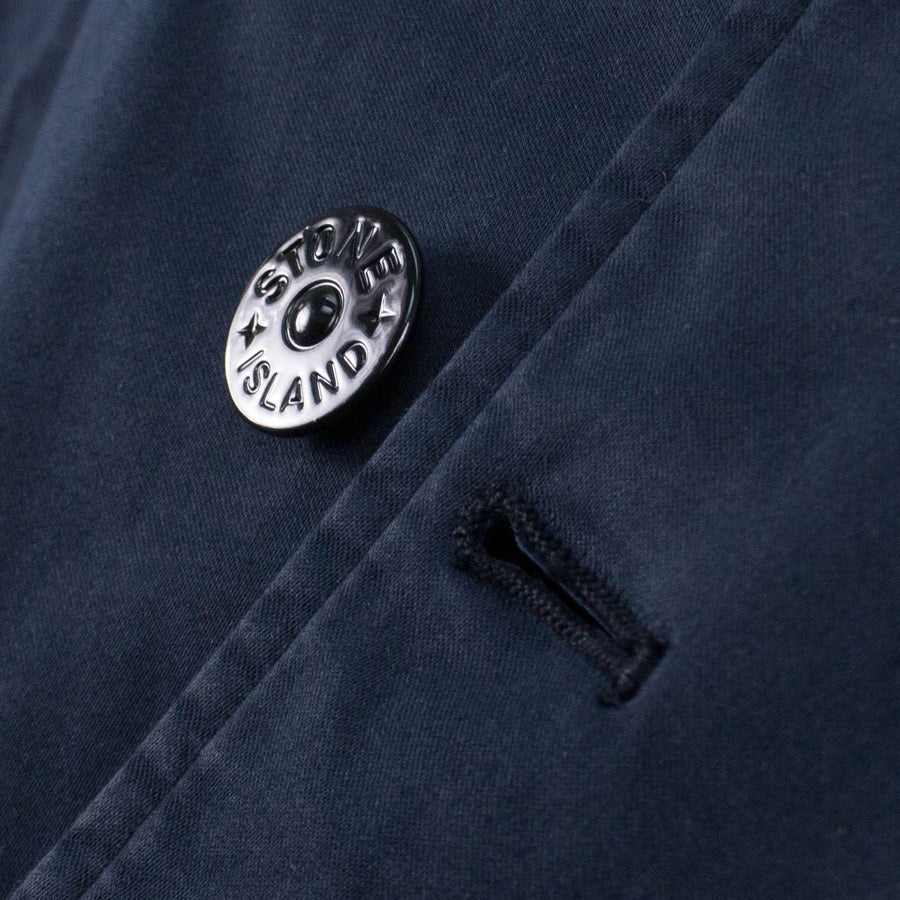 Navy 'Raso Gommato Flock' Mid-length Trench Jacket