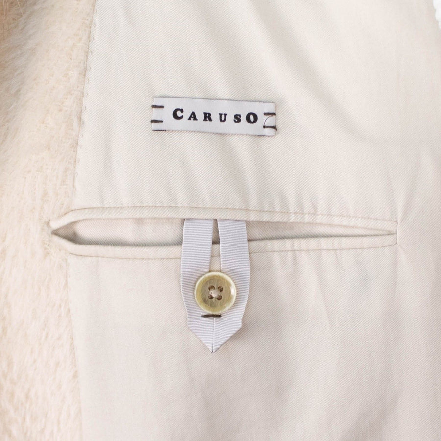 Alpaca Blend Fur Collar Double Breasted Coat - Beige