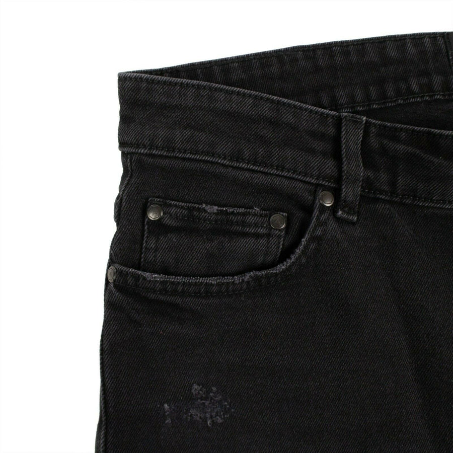 Warren Leather Moto Boot Jeans - Black