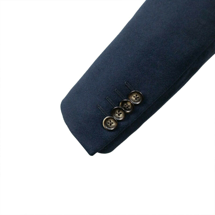 Drop 7 Velour 3 Roll 2 Button Cotton Sport Coat - Navy Blue