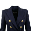 Wool Double Breasted Gold Buttons Blazer - Navy Blue
