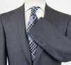 Drop 7 Pin Striped Wool 3/2 Button Suit - Gray / Blue