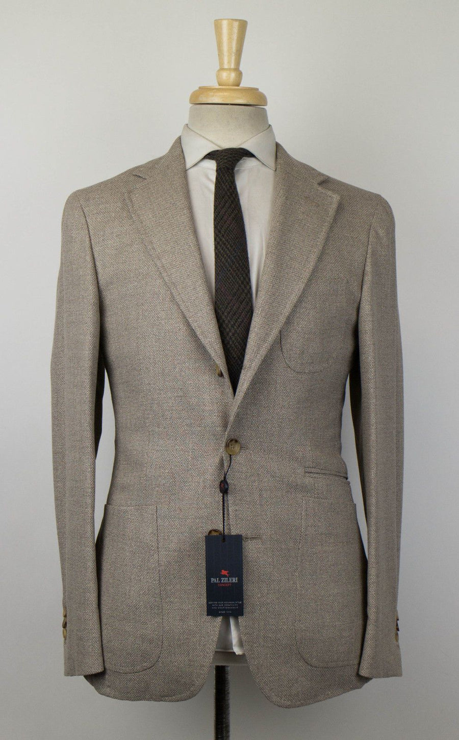 Wool Blend W/ Leather Sport Coat - Light Brown