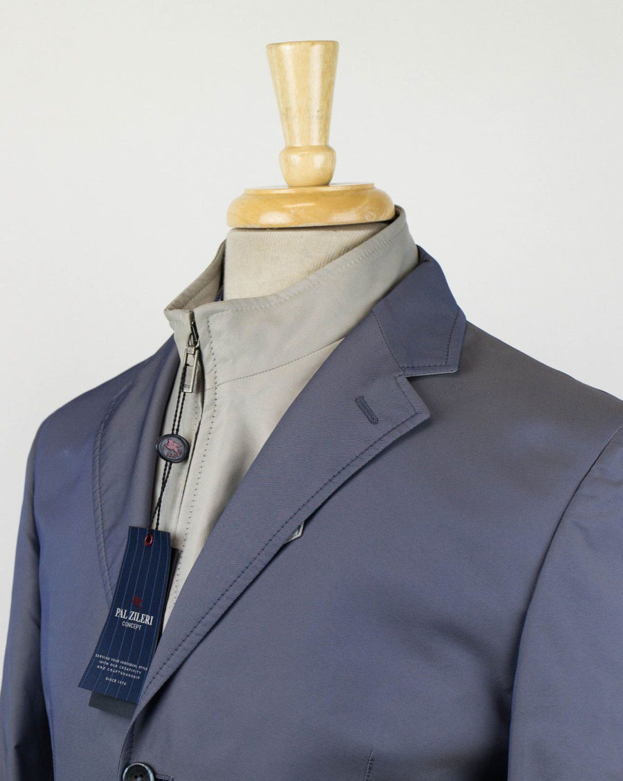 Nylon Blend Trench Coat - Gray