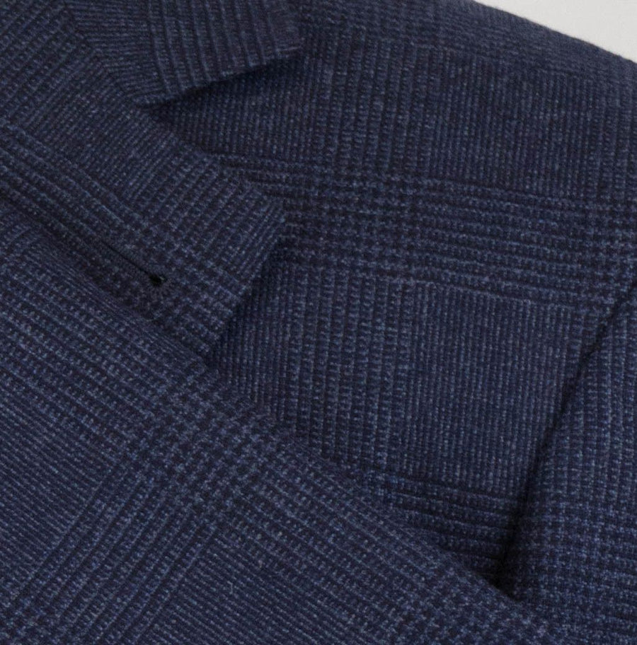 Plaid Wool Blend 3/2 Sport Coat - Blue