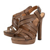 Strappy Leather Sandal Pumps - Brown